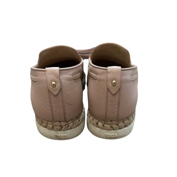 TOD'S Leather Tassel Espadrille Slip On Shoes Powder Pink Size 36.5 US 6.5 - Picture 5 of 9